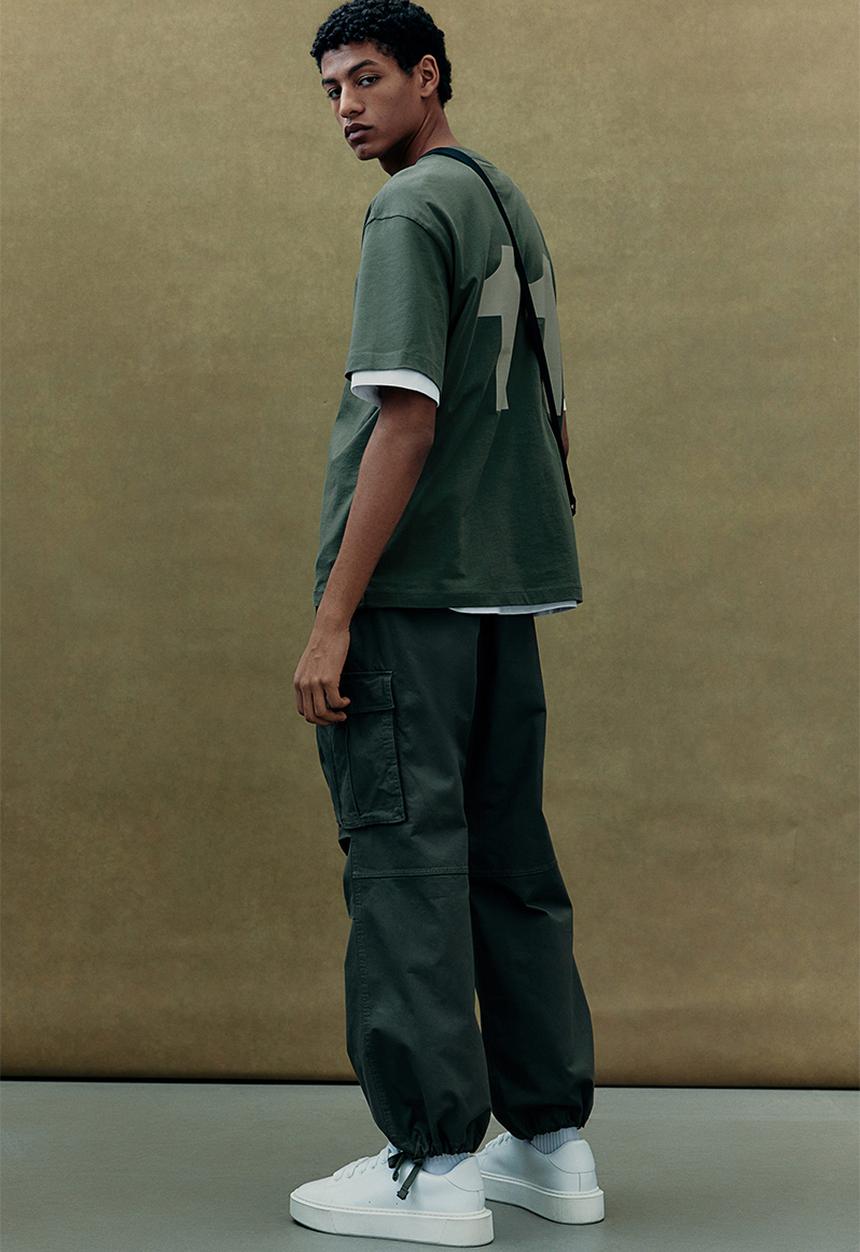 H&M - Loose fit printed t-shirt - khaki green new york