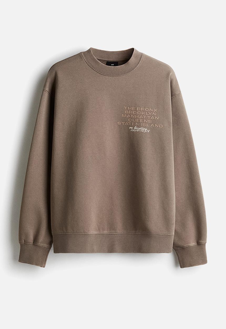 H&M - Loose fit printed sweatshirt - dusty brown new york
