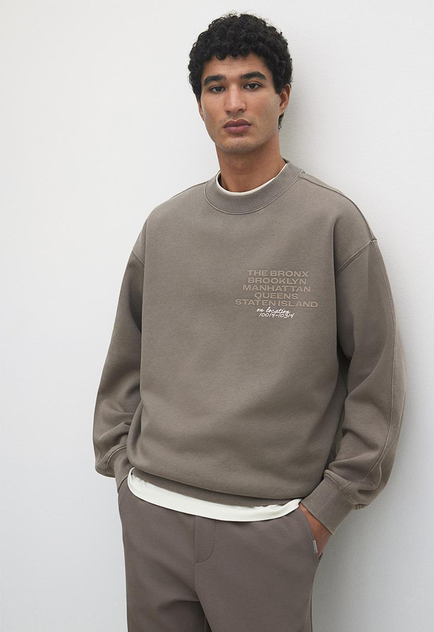 H&M - Loose fit printed sweatshirt - dusty brown new york