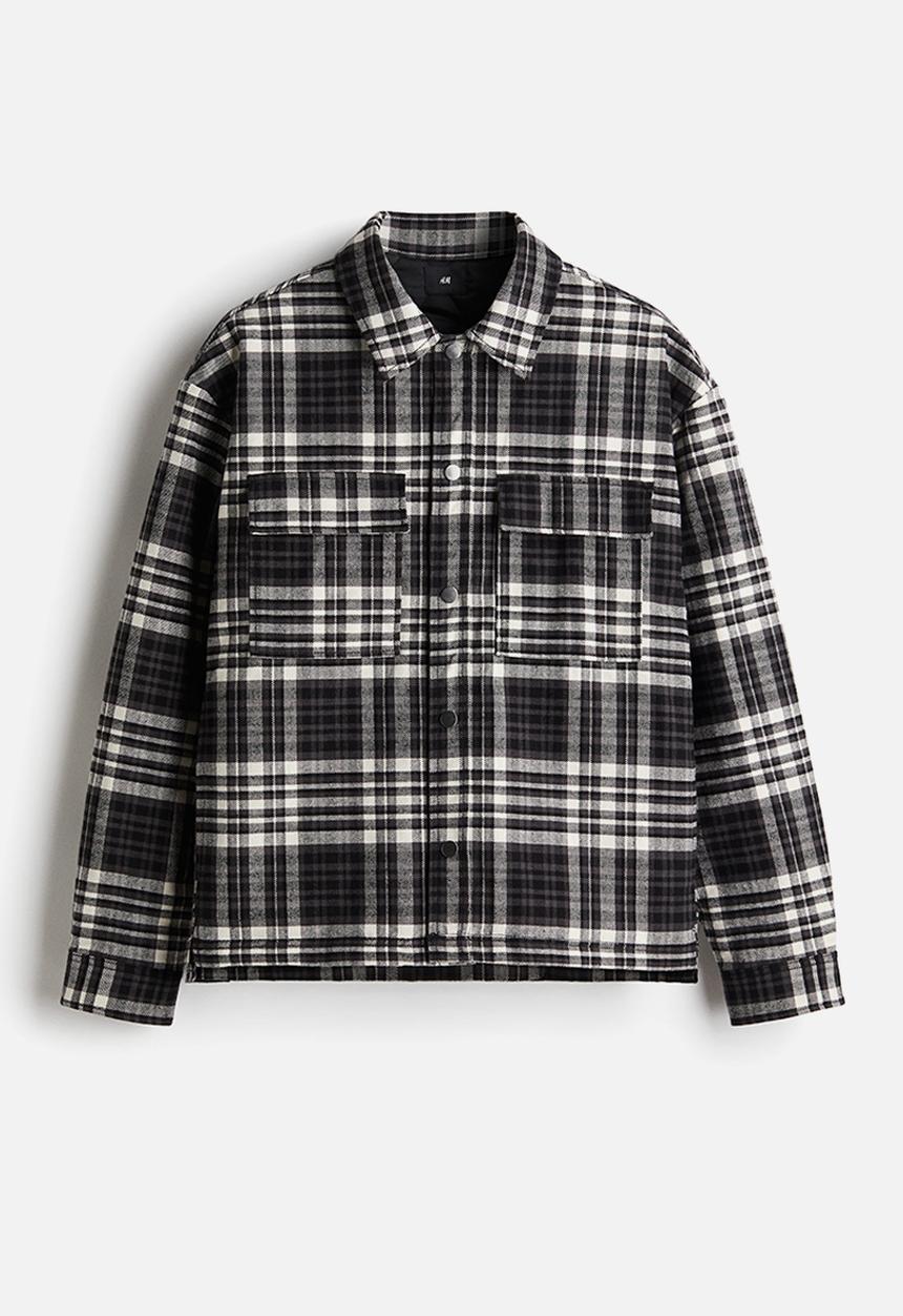 H&M - Oversized fit flannel overshirt - dark grey checked
