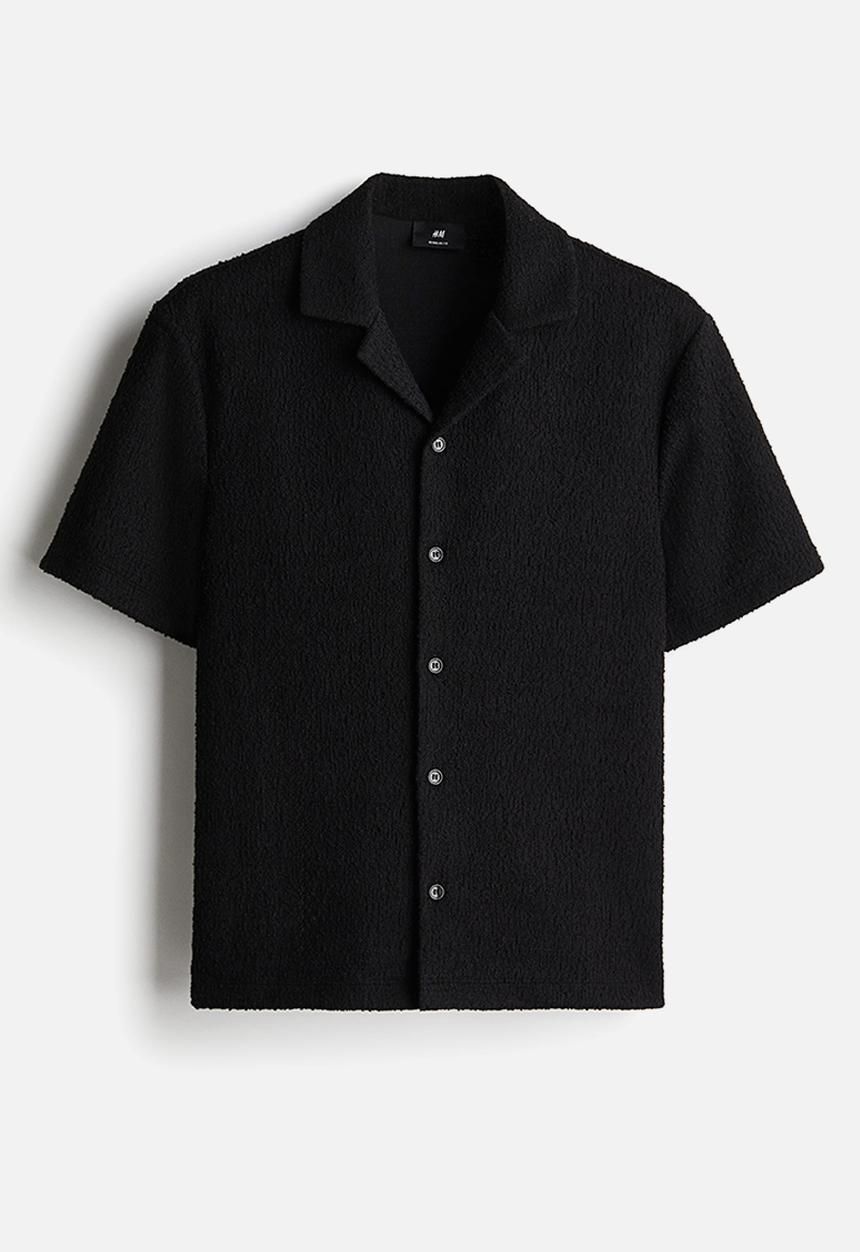 H&M - Regular fit textured resort shirt - black