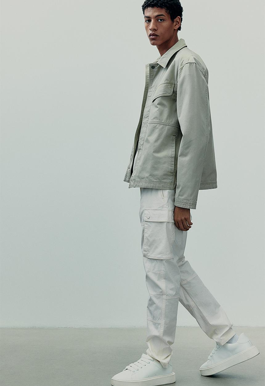 H&M - Regular fit canvas overshirt - pistachio green 