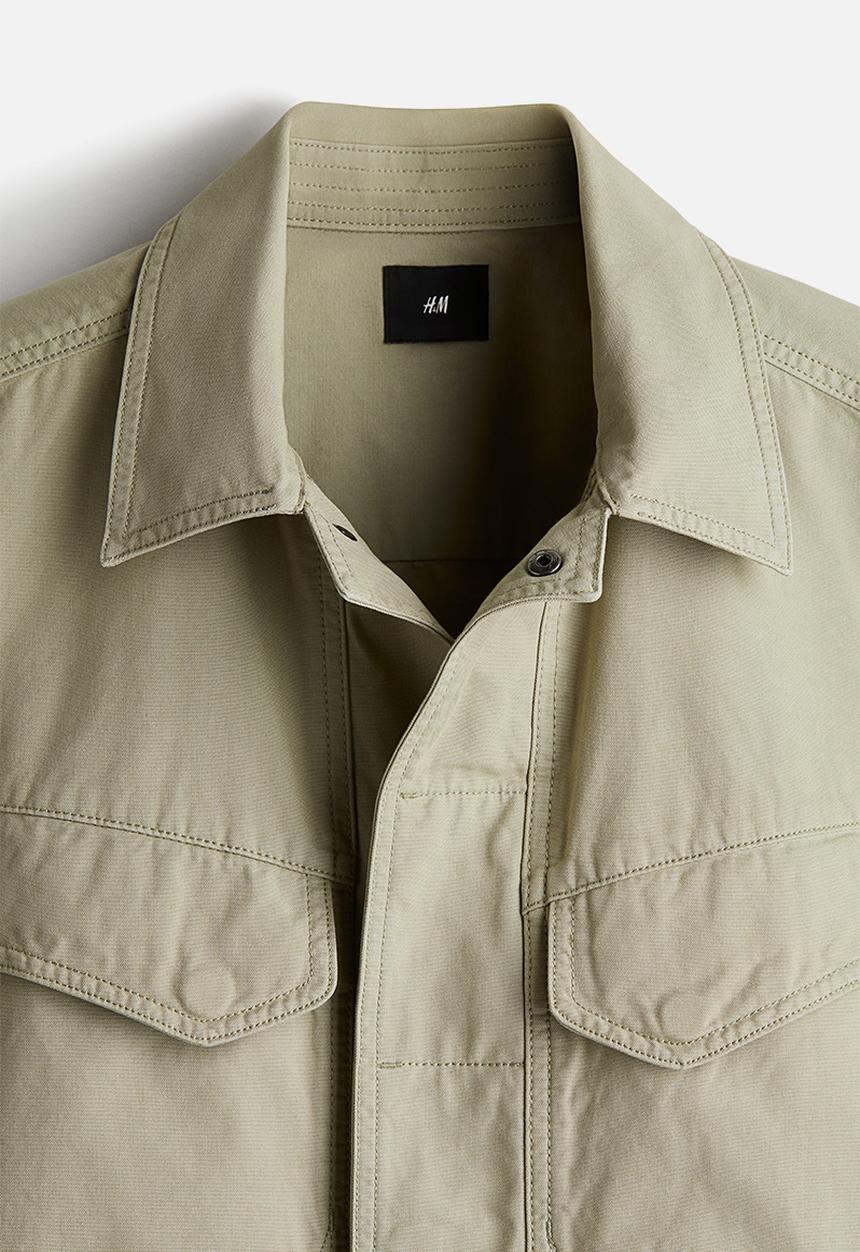H&M - Regular fit canvas overshirt - pistachio green 