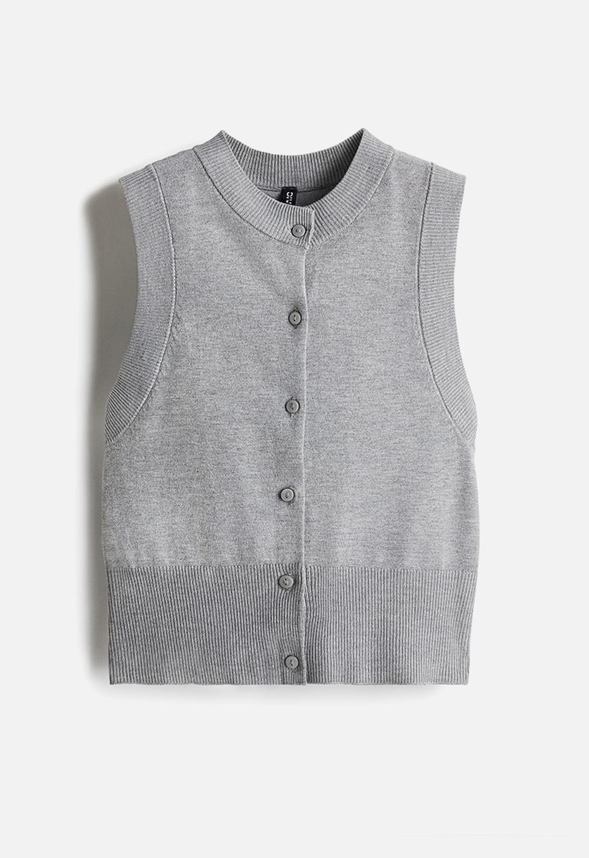 H&M - Button-front sweater vest - light grey marl