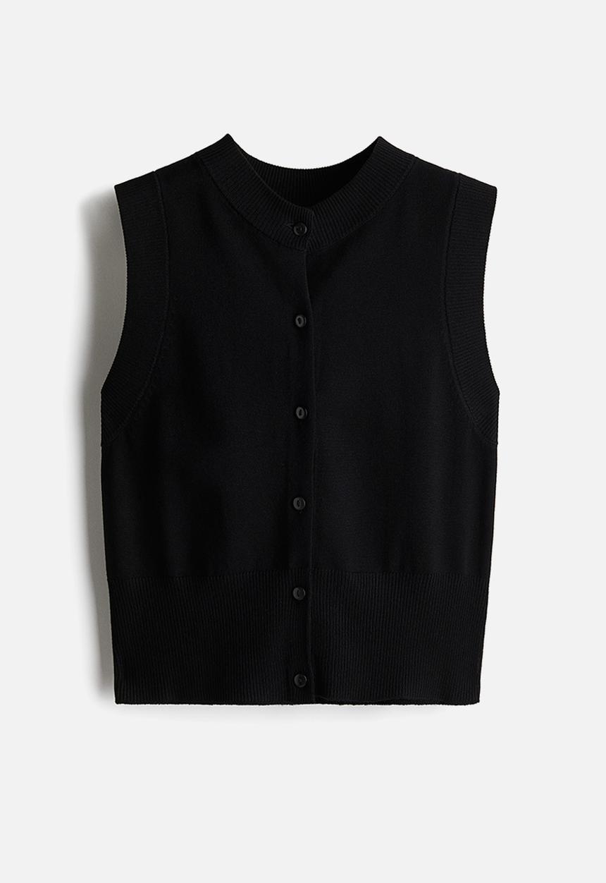 H&M - Button-front sweater vest - black