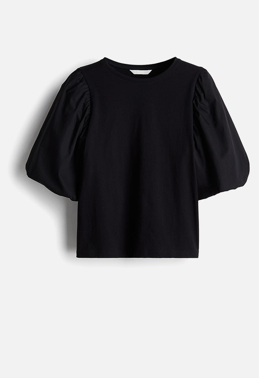 H&M - Balloon-sleeved top - black