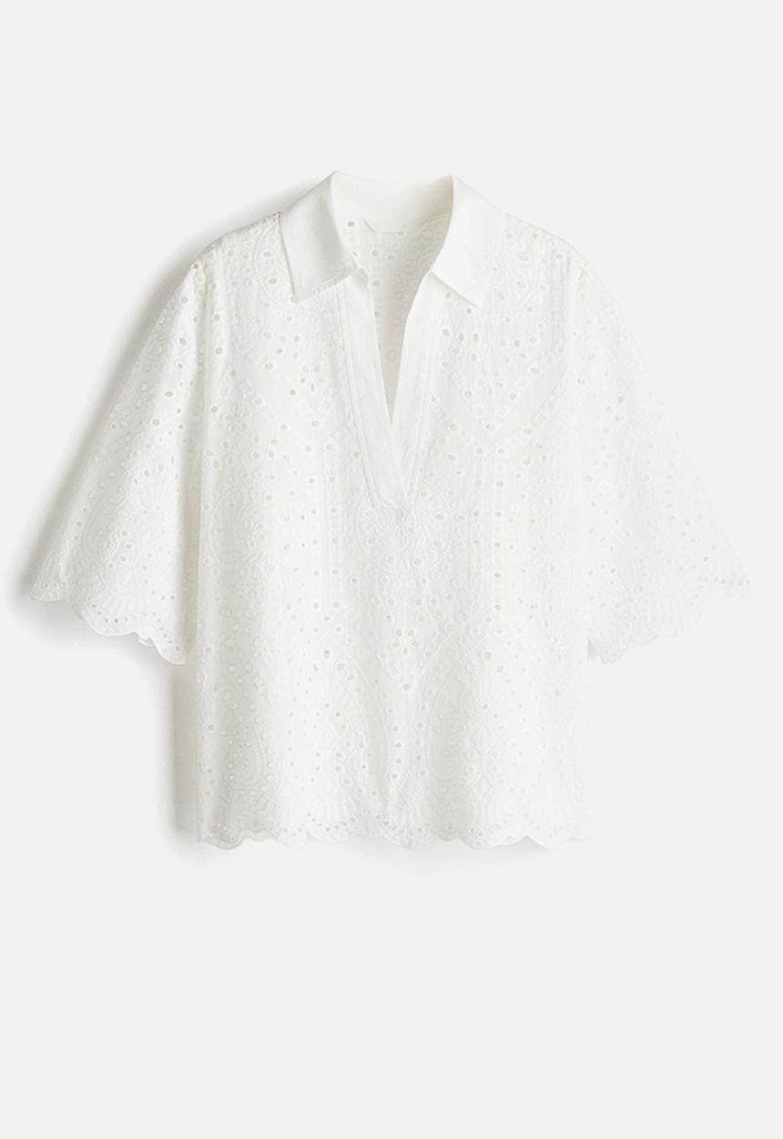 H&M - Broderie anglaise cotton shirt - white
