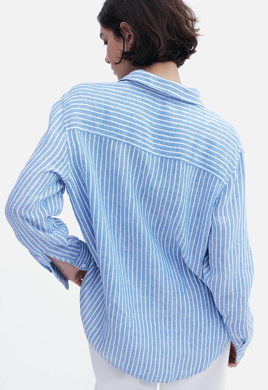H&M - Linen shirt - blue striped