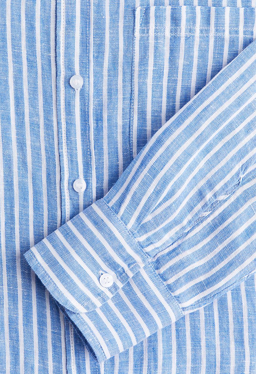 H&M - Linen shirt - blue striped