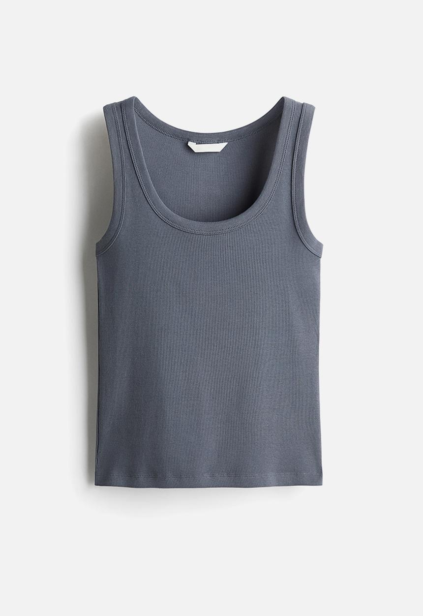 H&M - Ribbed vest top - blue & grey