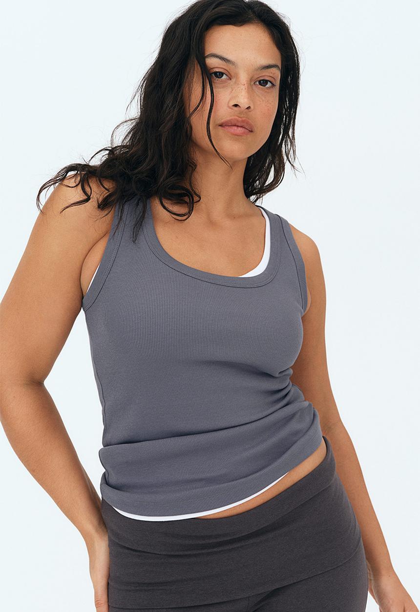 H&M - Ribbed vest top - blue & grey