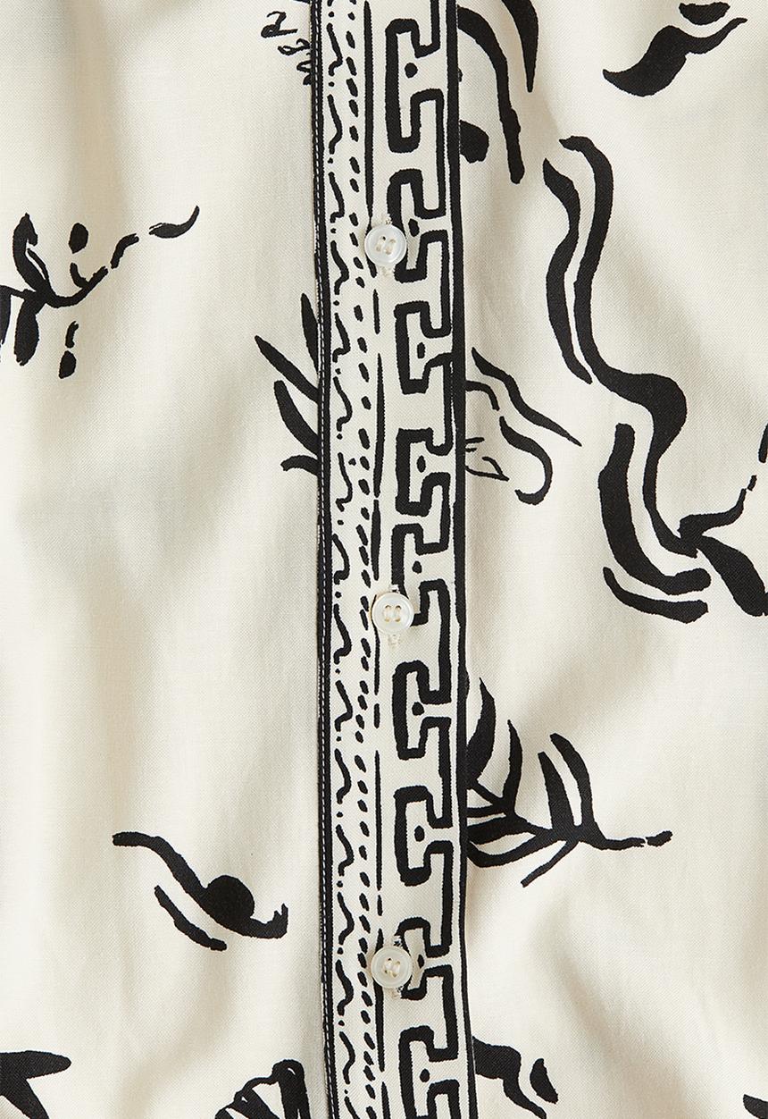 H&M - Linen-blend shirt - cream patterned