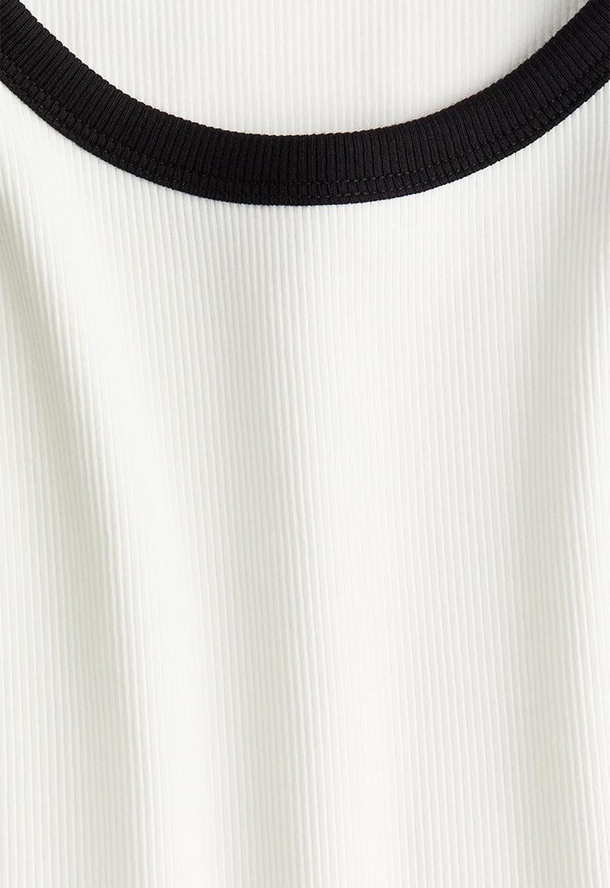 H&M - Cropped ribbed vest top - white