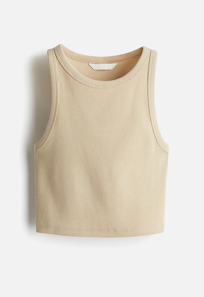 H&M - Cropped ribbed vest top - beige