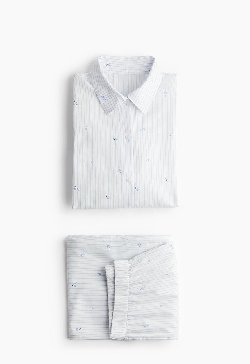 H&M - Cotton flannel pyjamas - white floral