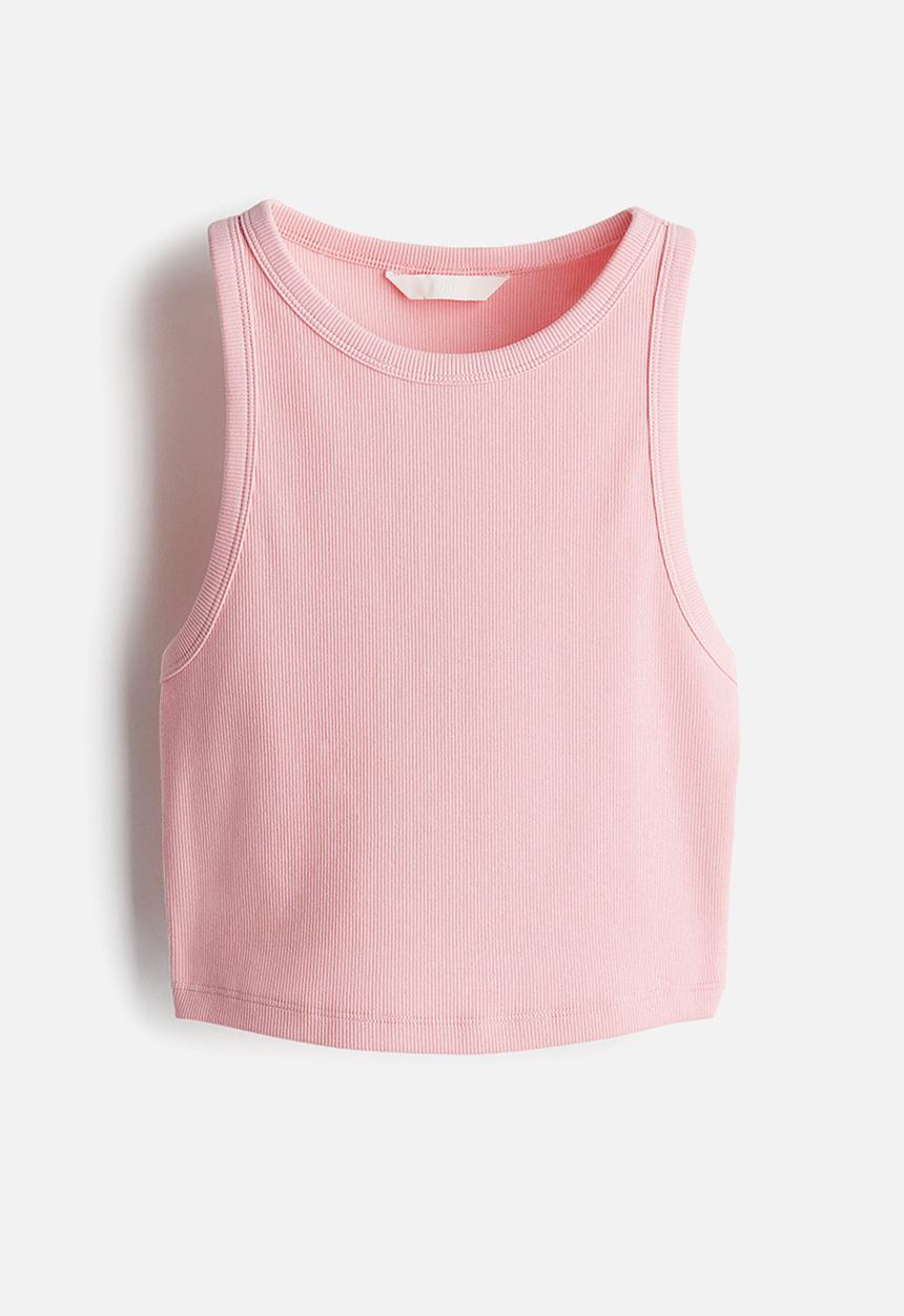 H&M - Cropped ribbed vest top - light pink