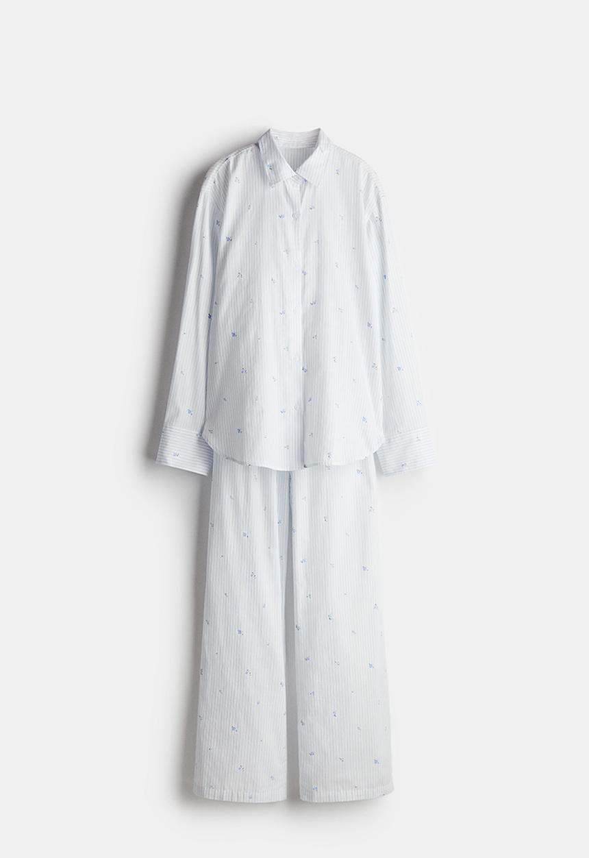 H&M - Cotton flannel pyjamas - white floral