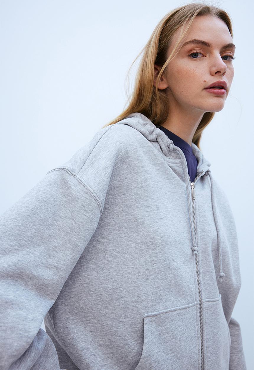 H&M - Zip-through hoodie - light grey marl