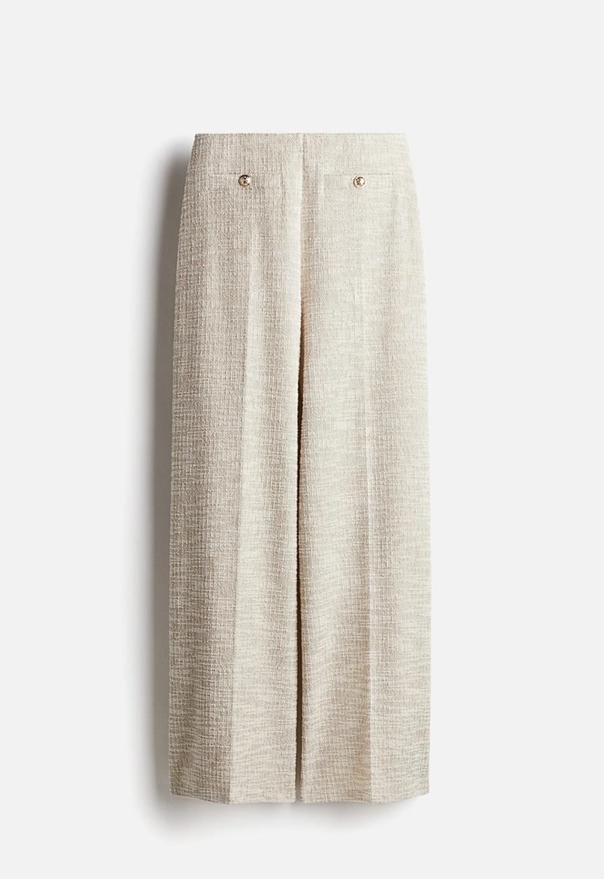 H&M - Wide trousers - light beige 