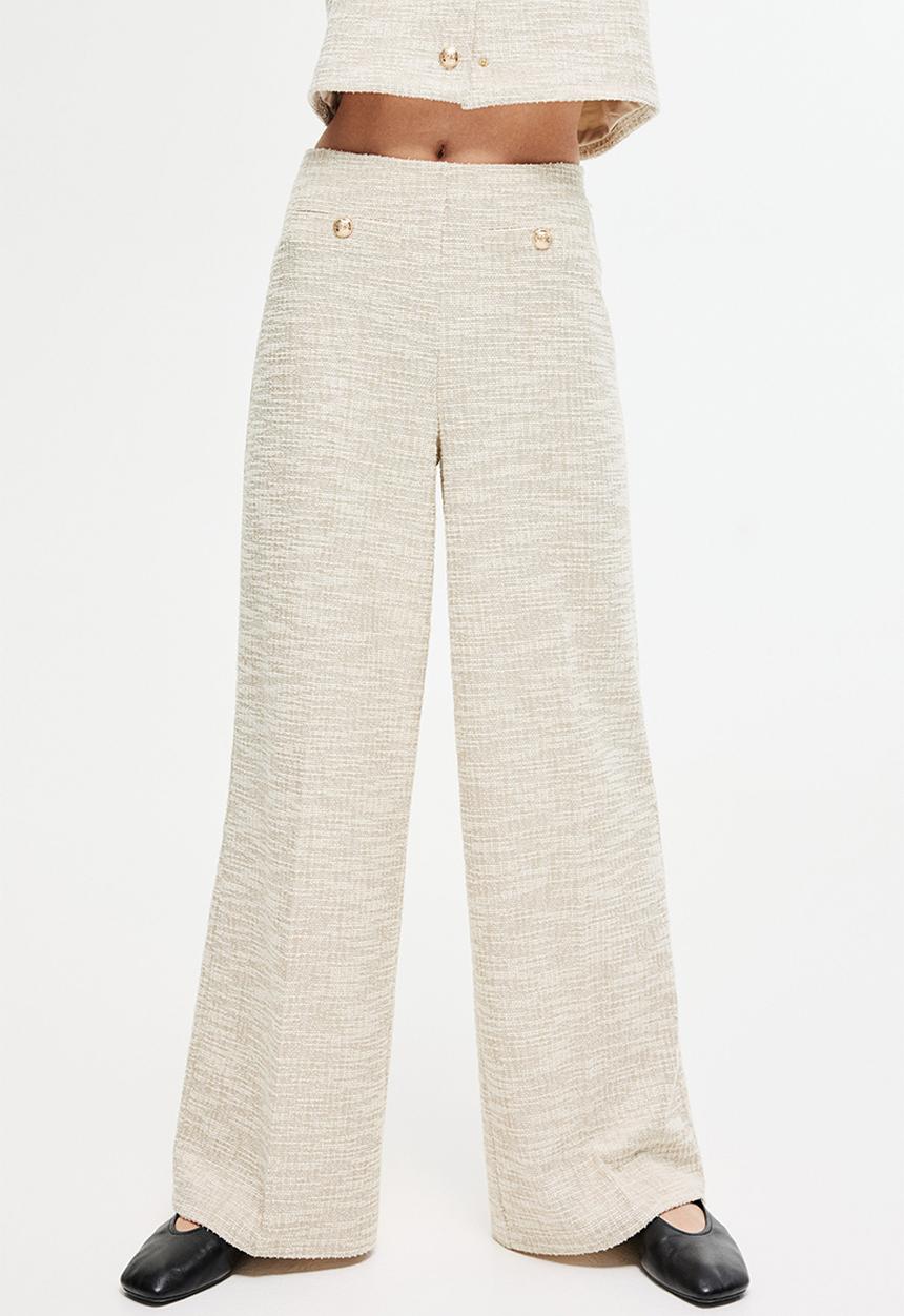 H&M - Wide trousers - light beige 