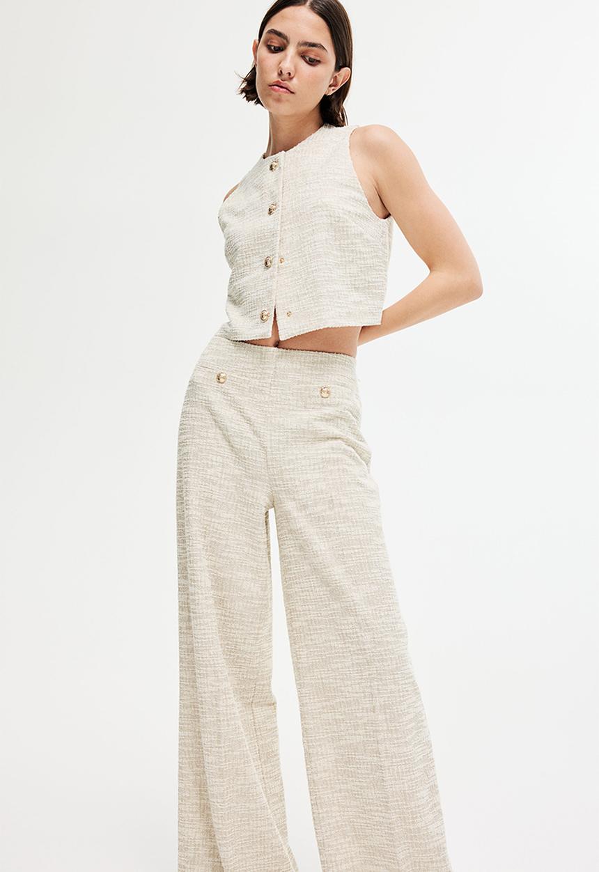 H&M - Wide trousers - light beige 