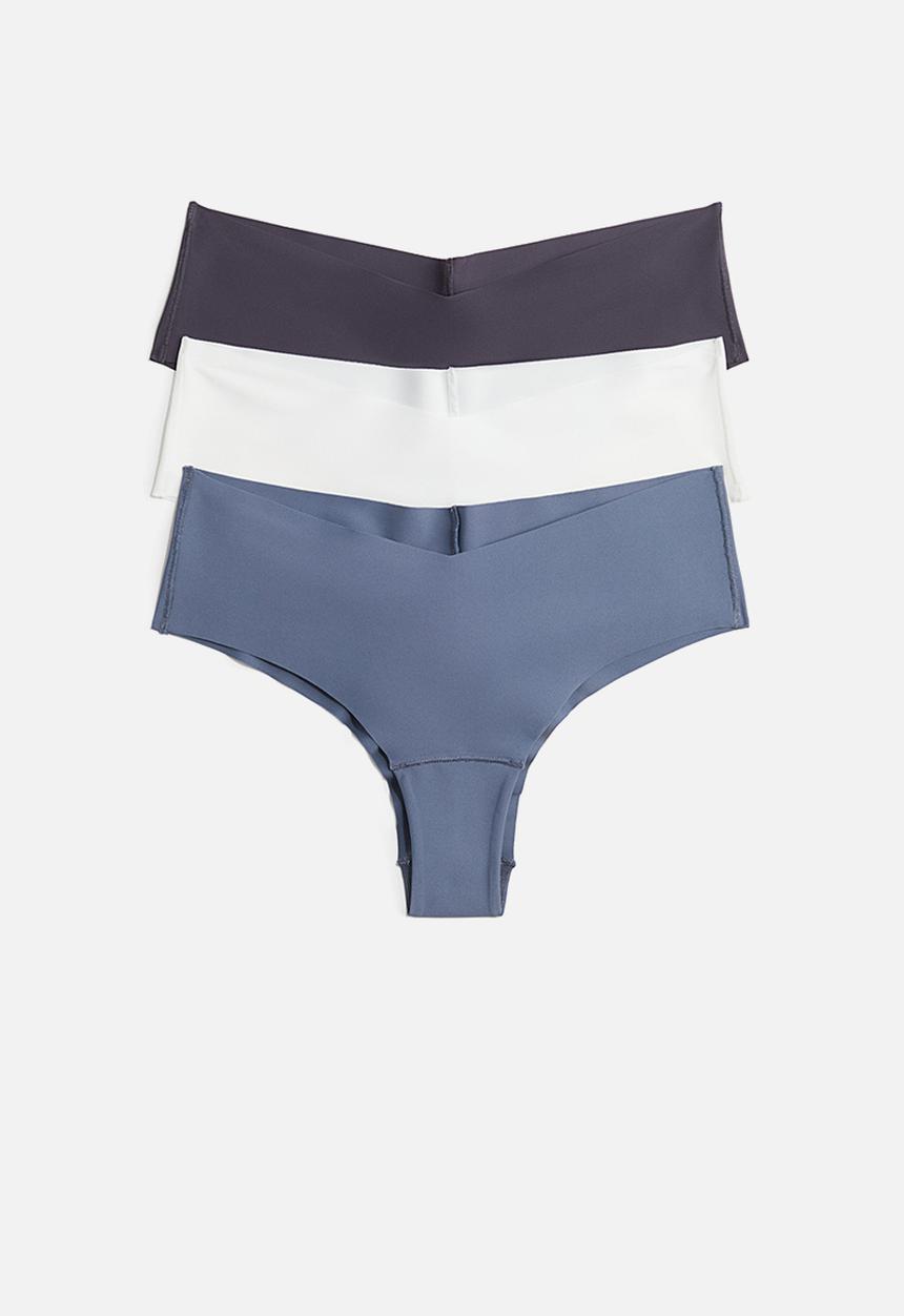 H&M - 3-Pack invisible hipster briefs - pigeon blue & navy blue