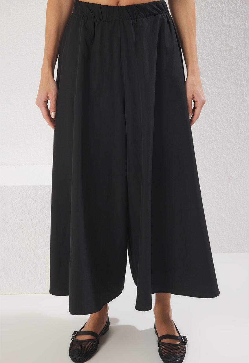 Trendyol - Matte texture wide leg  waist trousers  - black
