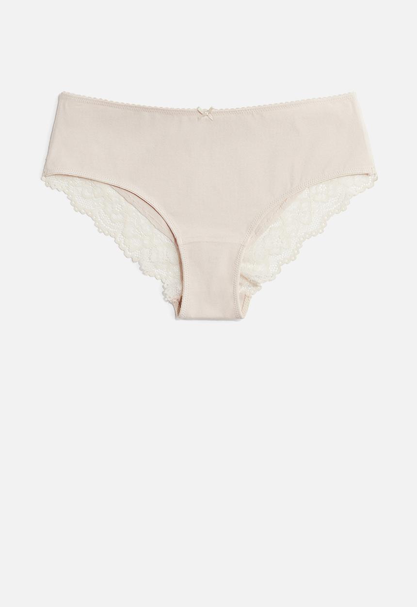 H&M - 3-pack cotton and lace hipster briefs -  white & light beige