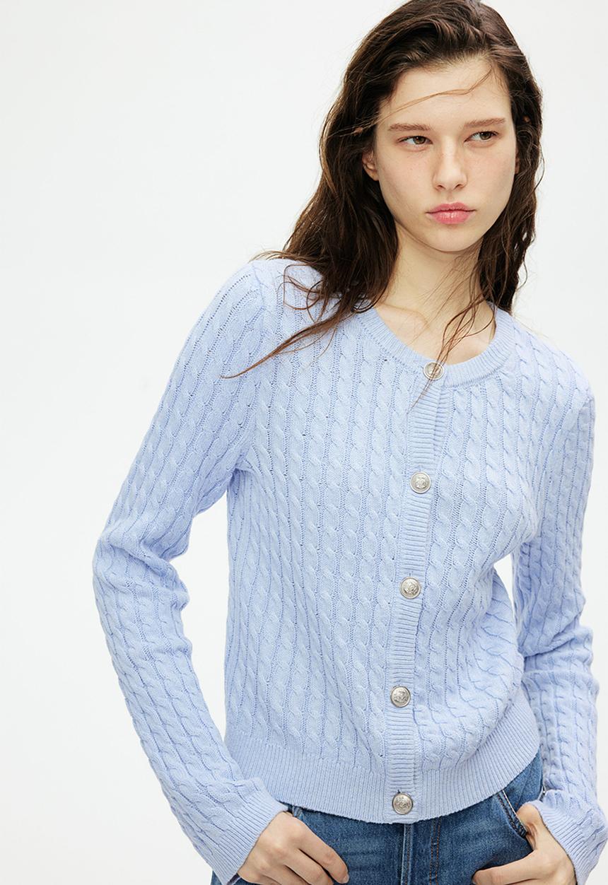 H&M - Cable-knit cardigan -  light blue