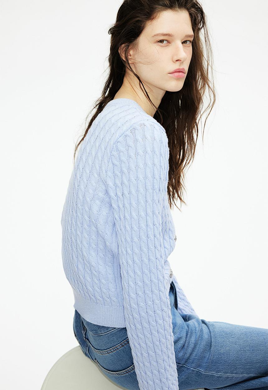 H&M - Cable-knit cardigan -  light blue
