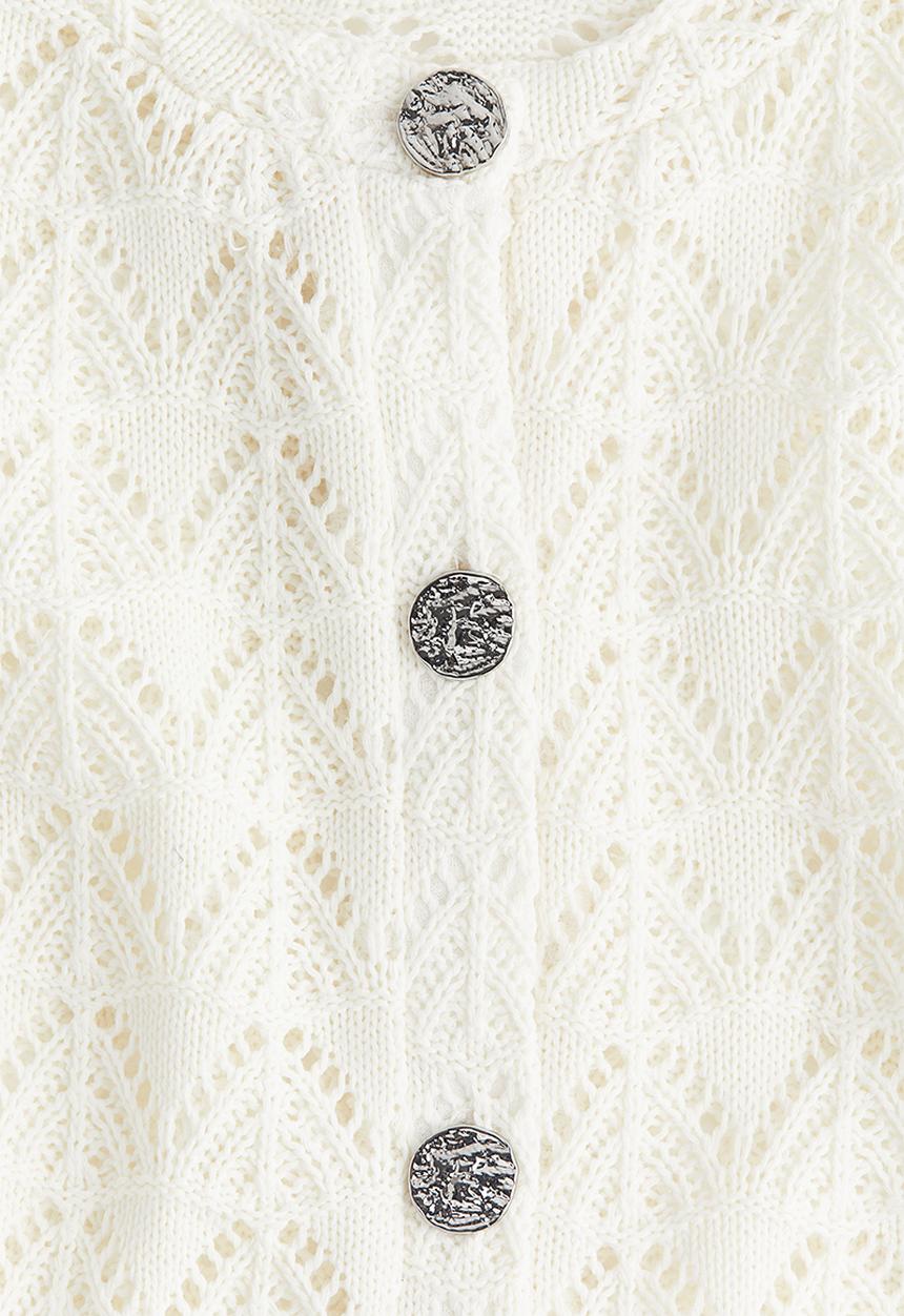 H&M - Pointelle-knit cardigan - cream 