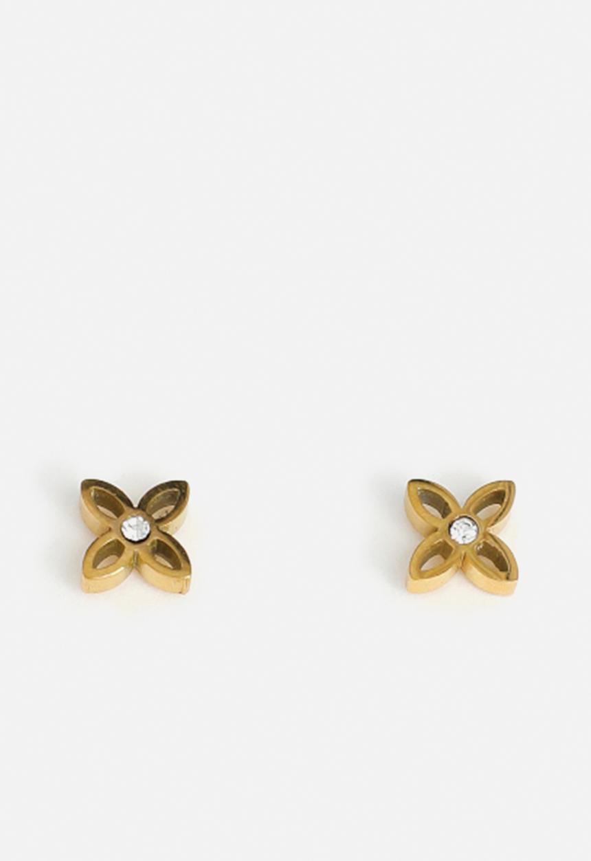 Zoe on Trend - Modern Flower Stud Earrings - gold