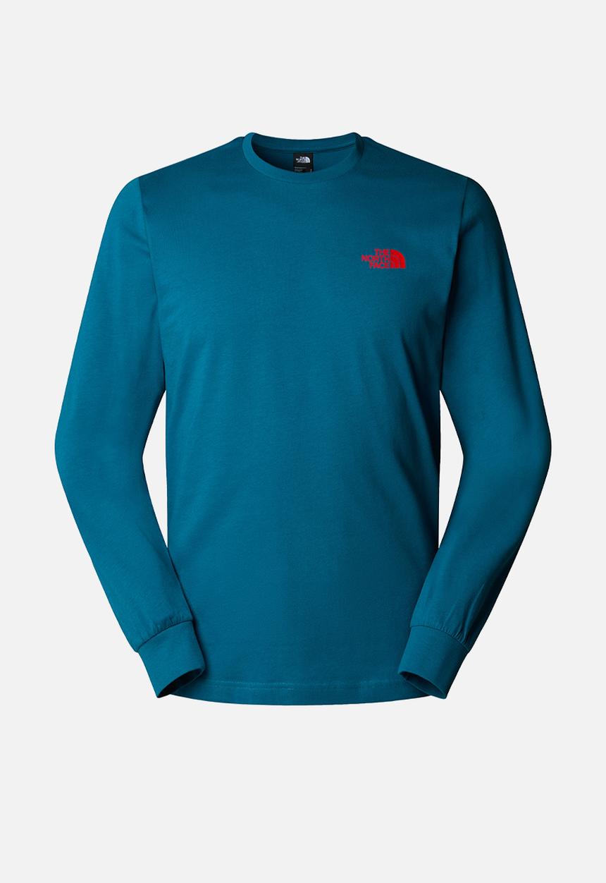 The North Face - Long Sleeve Box Nse Tee - Mineral Ink-Tnf Red