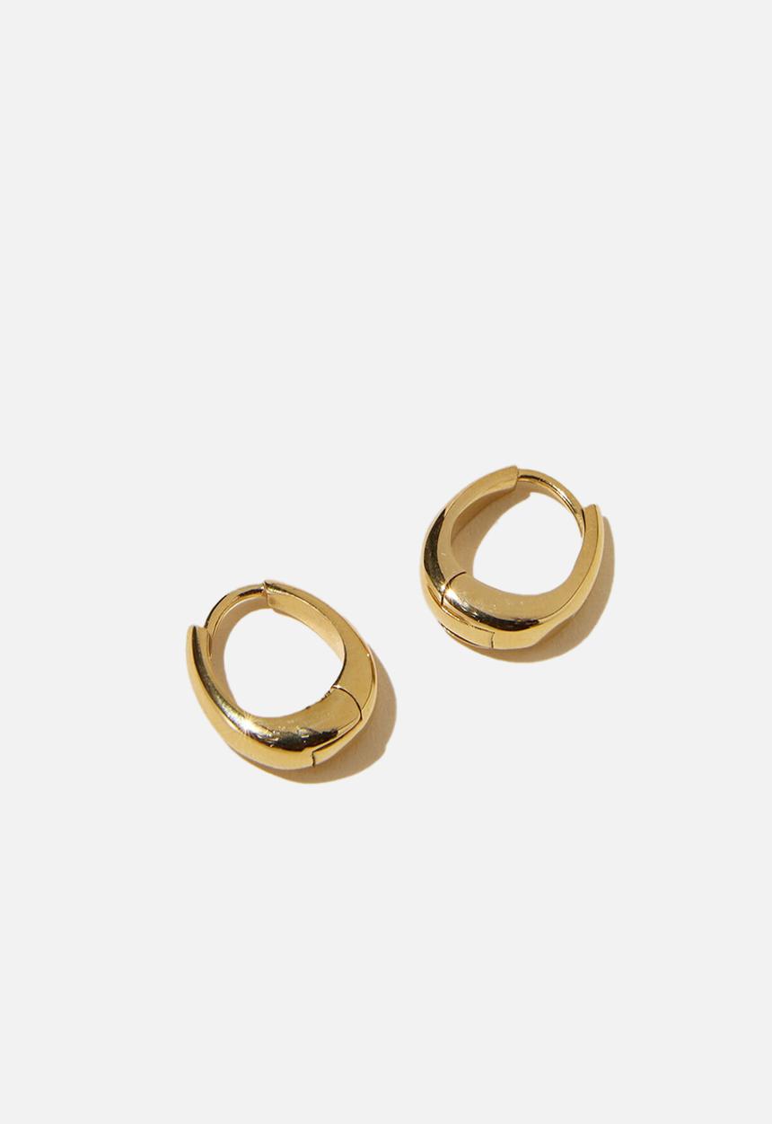 Rubi - Waterproof mid hoop earring- gold plated dome