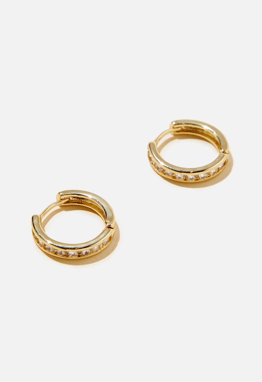 Rubi - Small hoop earring- gold plated diamante