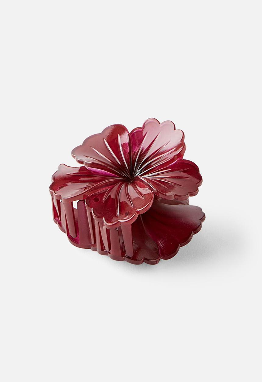 Rubi - Lily hair claw- burgundy hibiscus