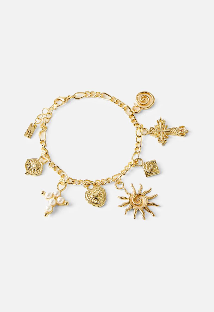 Rubi - Single bracelet- up boho babe multi charm gold