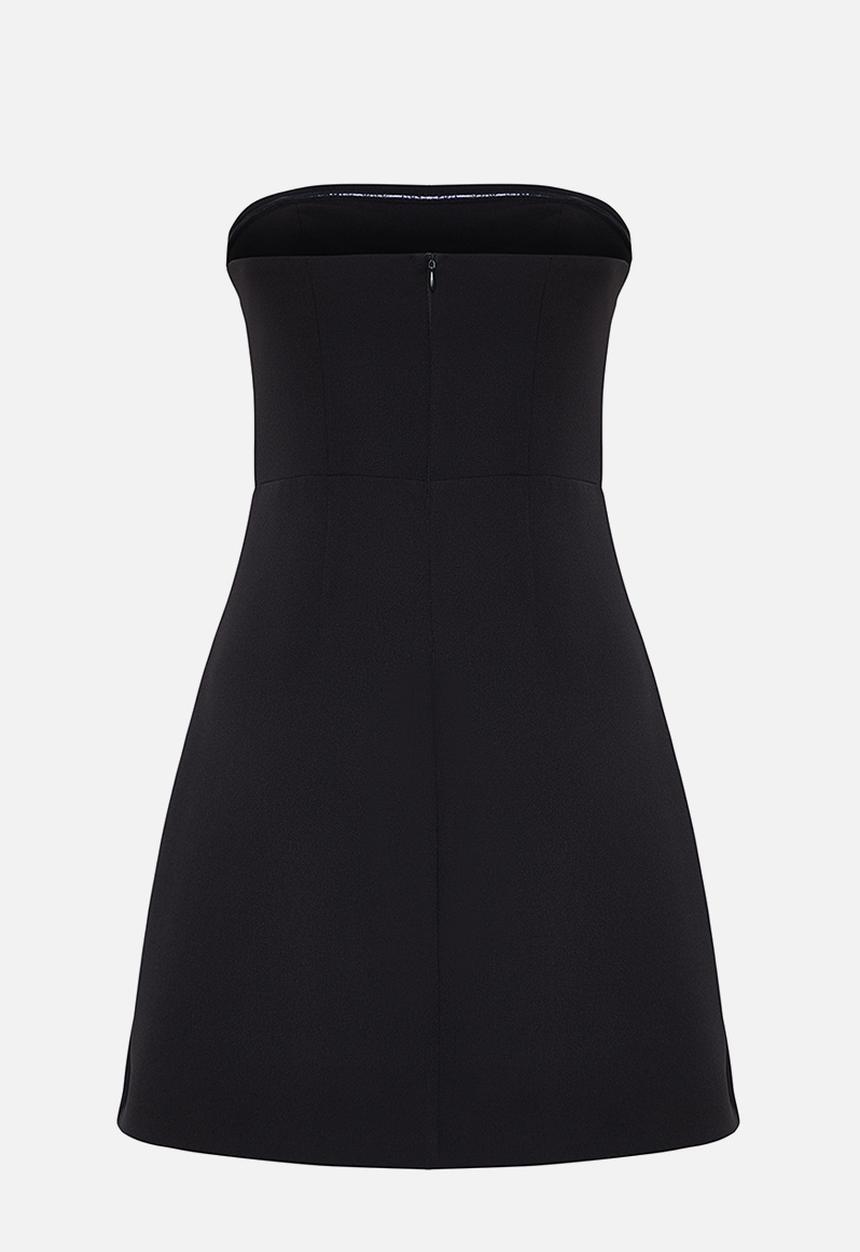 Trendyol - Shiny Strapless Woven Evening Dress  - Black