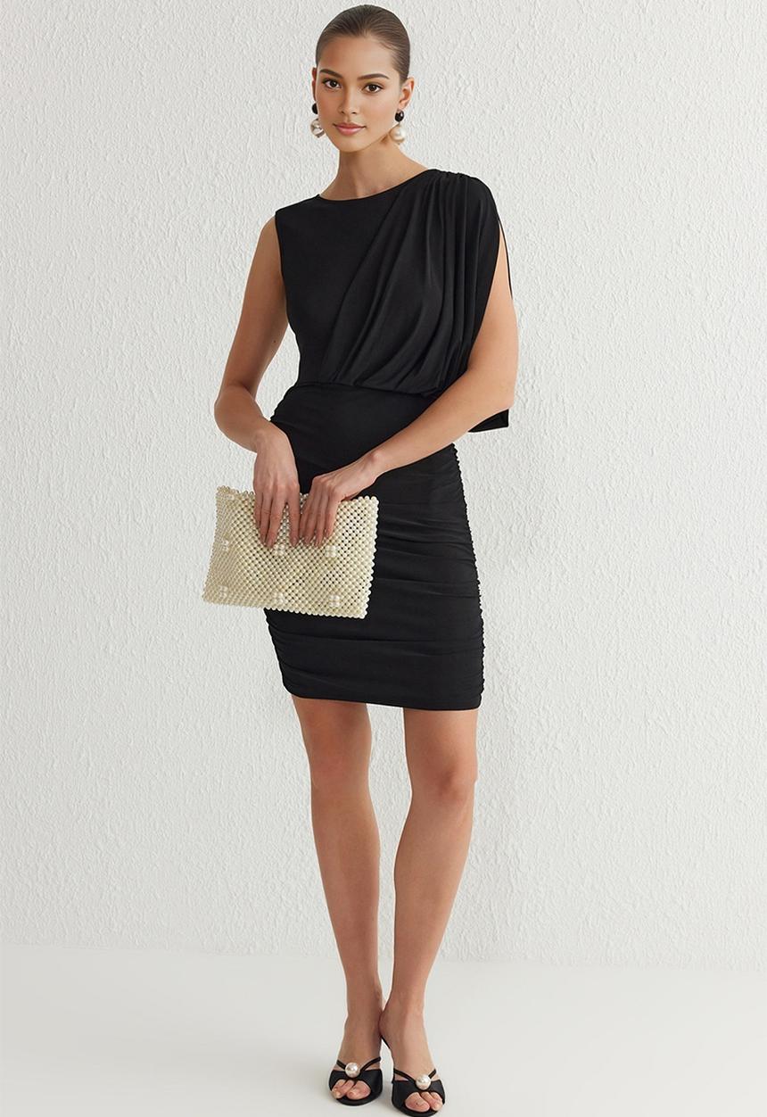 Trendyol - Black Fitted Knitted Chic Short Evening Dress