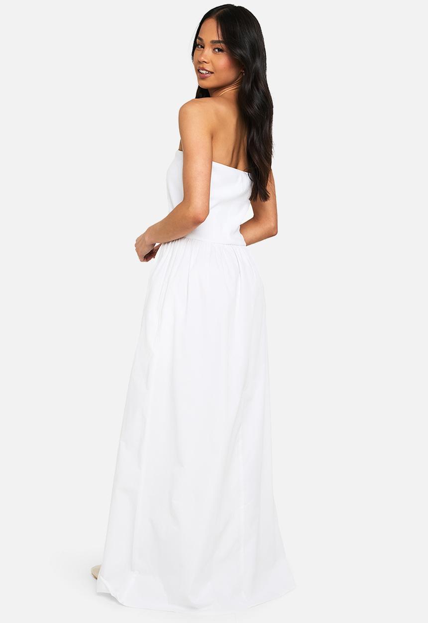 boohoo - Jersey cotton mix bandeau midaxi dress - white