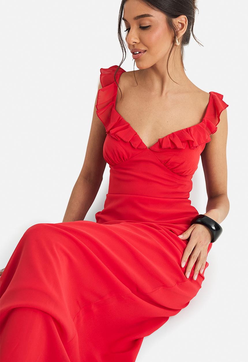 boohoo - Chiffon strappy midaxi dress - red