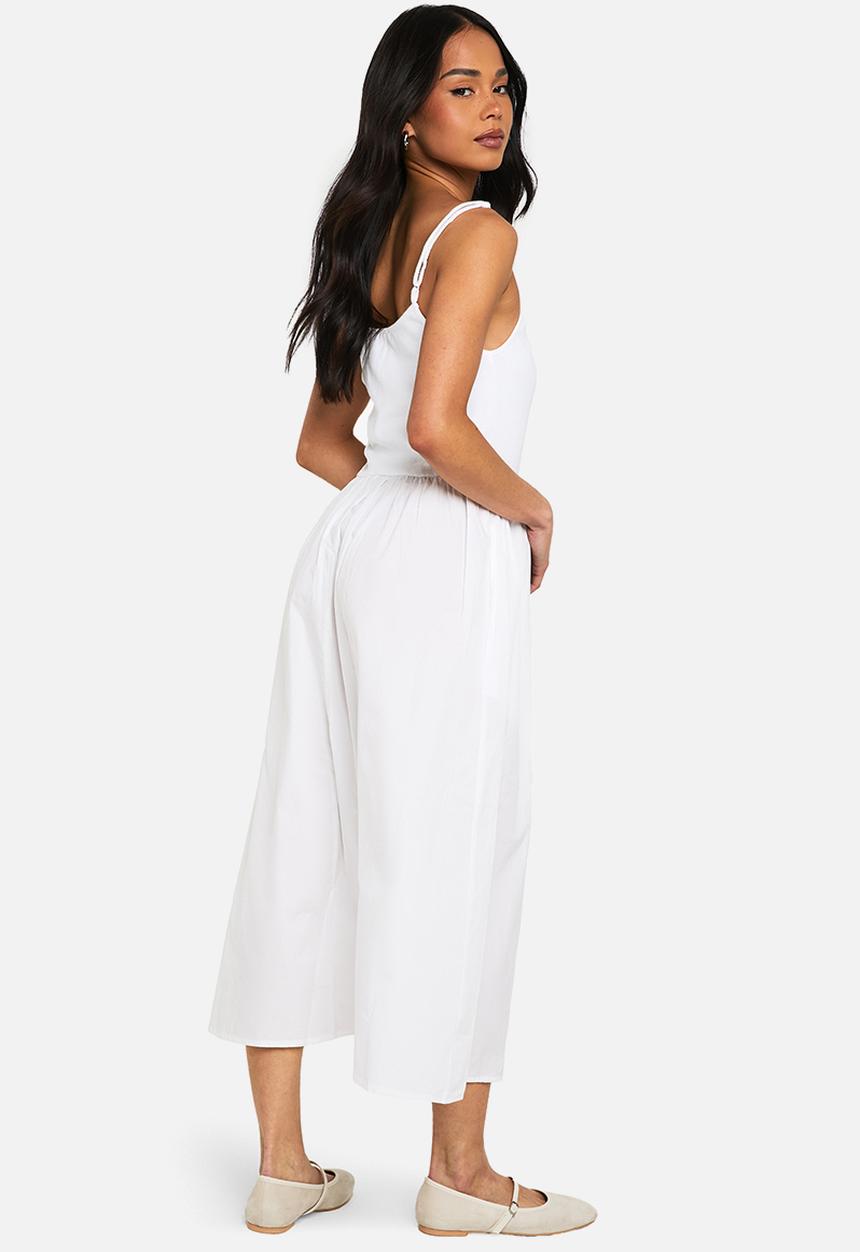 boohoo - Jersey cotton mix scoop neck midaxi dress - white