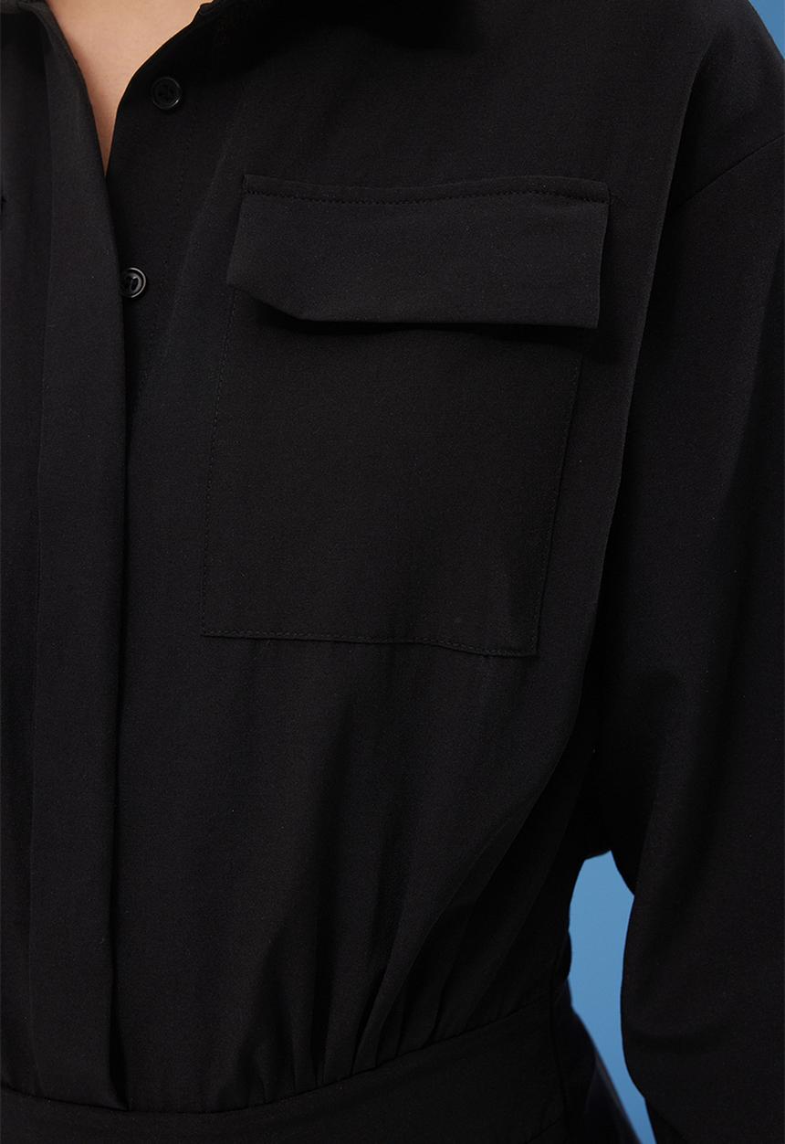 Trendyol - Black Mini Woven Dress with Flounce Detail