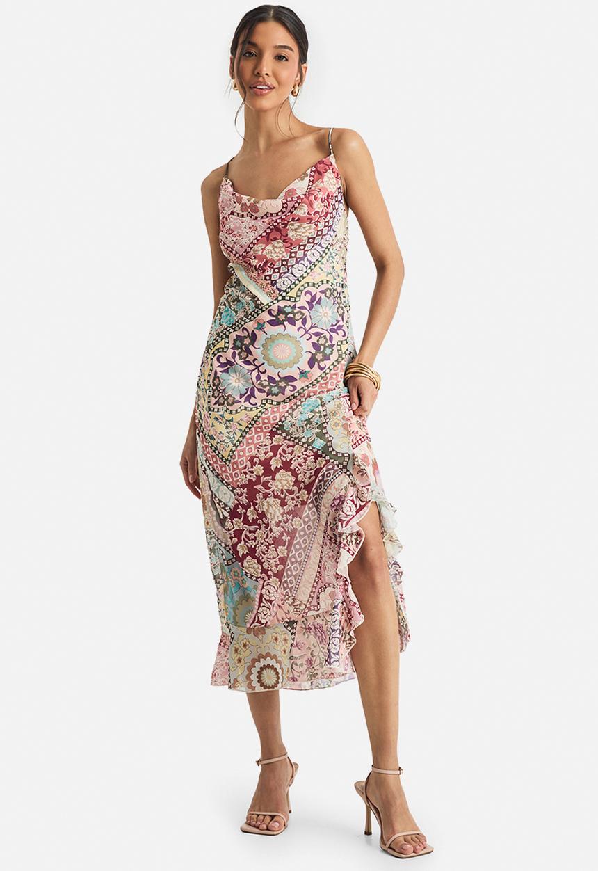 boohoo - Paisley chiffon slip dress - dusky pink