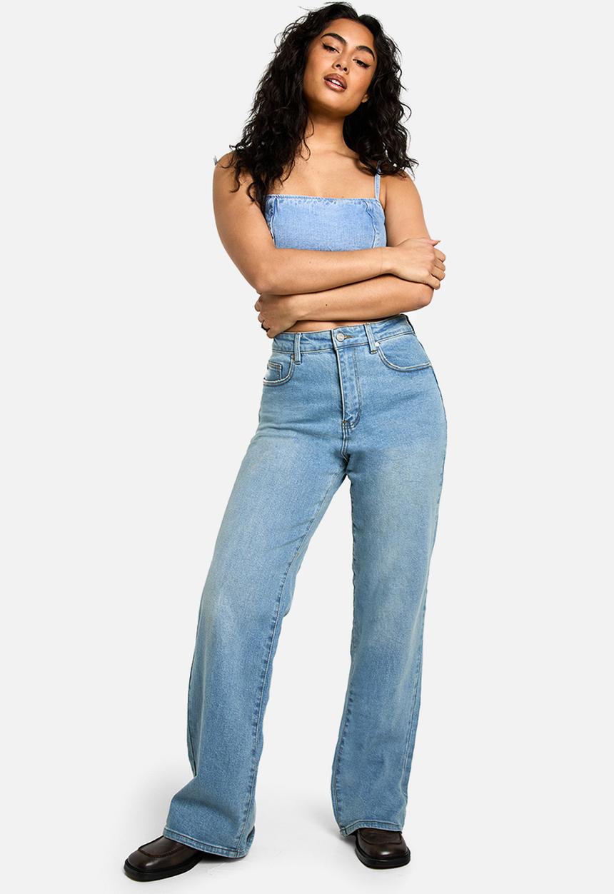 boohoo - The high waist loose straight jean - light wash