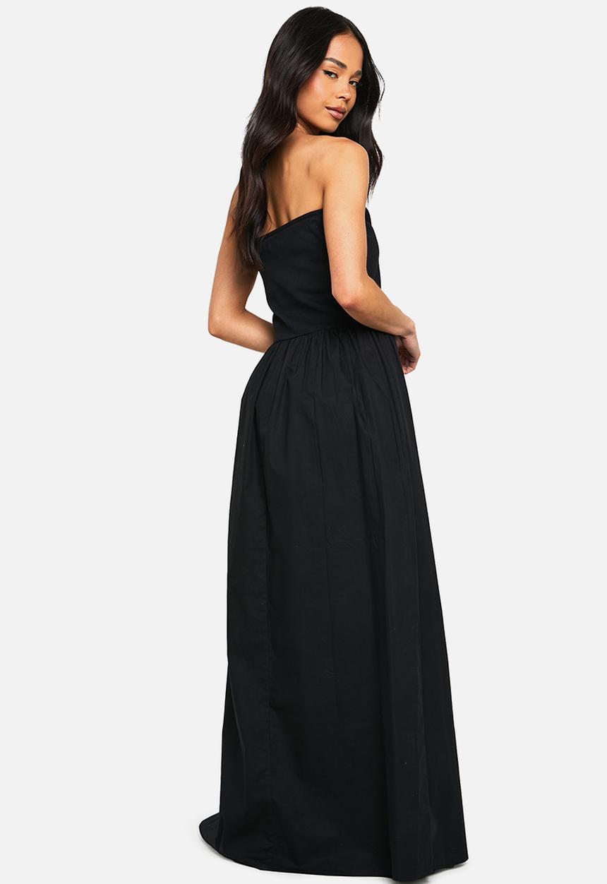 boohoo - Jersey cotton mix bandeau midaxi dress - black