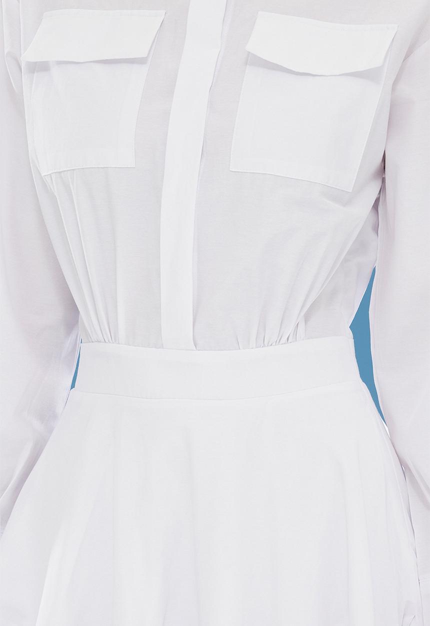 Trendyol - White Mini Woven Dress with Flounce Detail