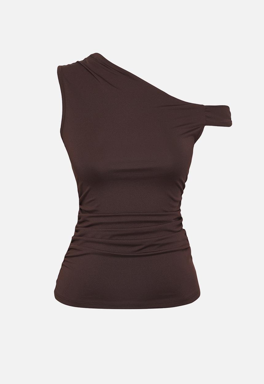 Trendyol - Asymmetric with Drape Detail - Brown