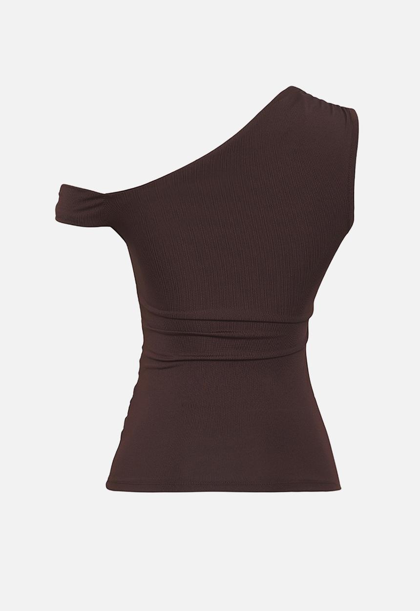 Trendyol - Asymmetric with Drape Detail - Brown