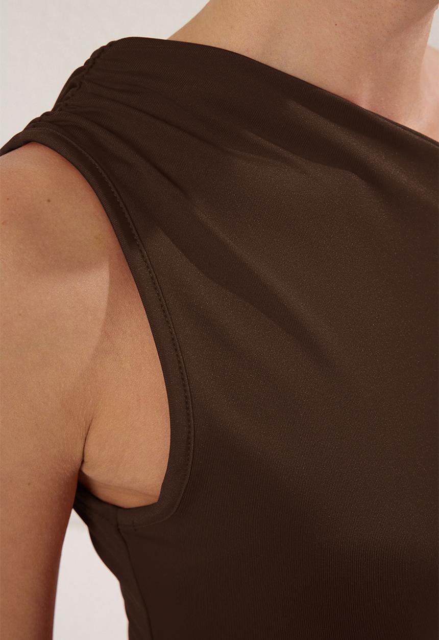 Trendyol - Asymmetric with Drape Detail - Brown